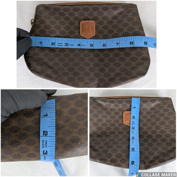 Authentic Celine Macadam Vintage Clutch Bag Brown Beige Pouch Made in Italy - Picture 12 of 12